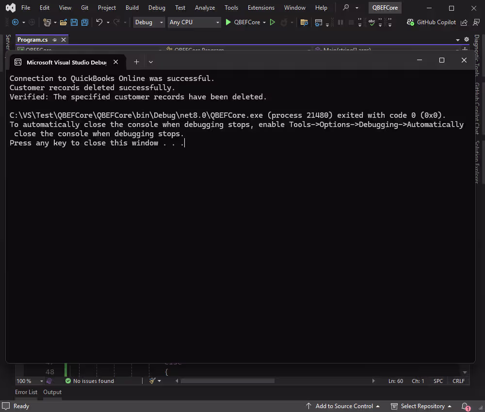 Delete data from the source and verify the result