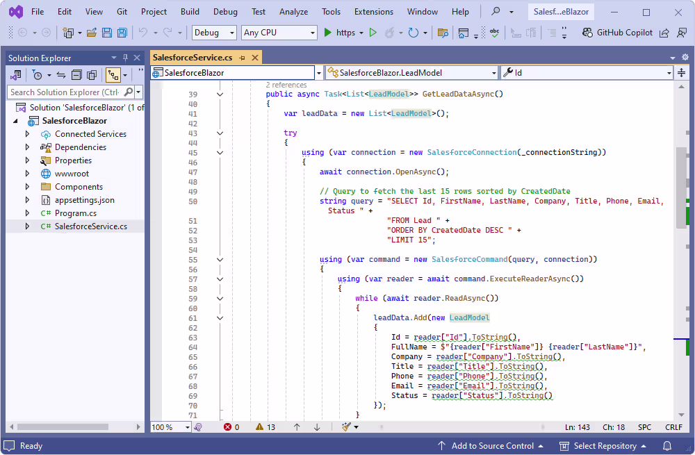 Create a class for your Blazor project