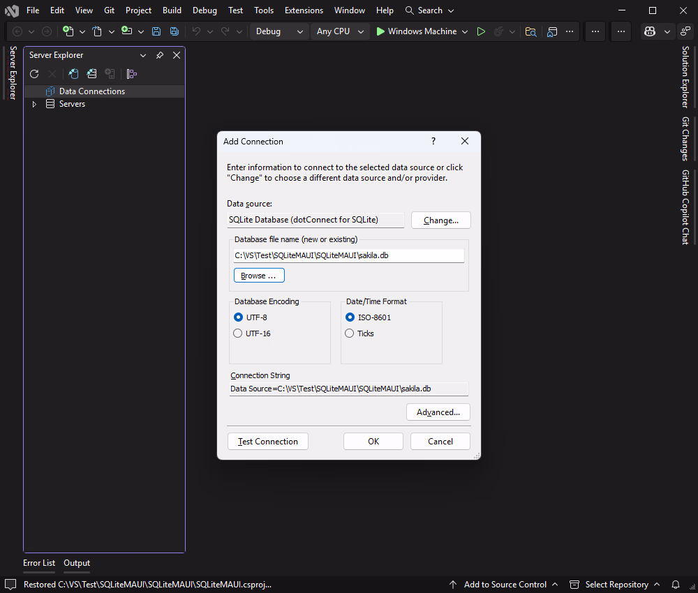 Provide connection details for the database