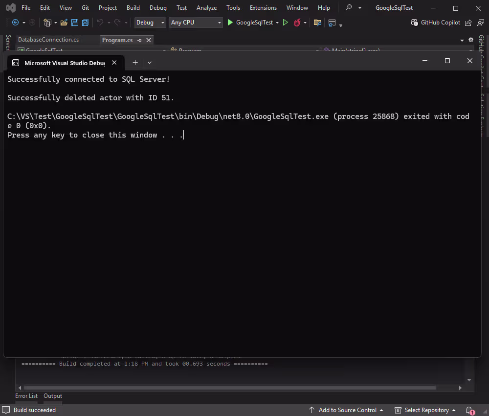 Delete records from the database table in Cloud SQL for SQL Server