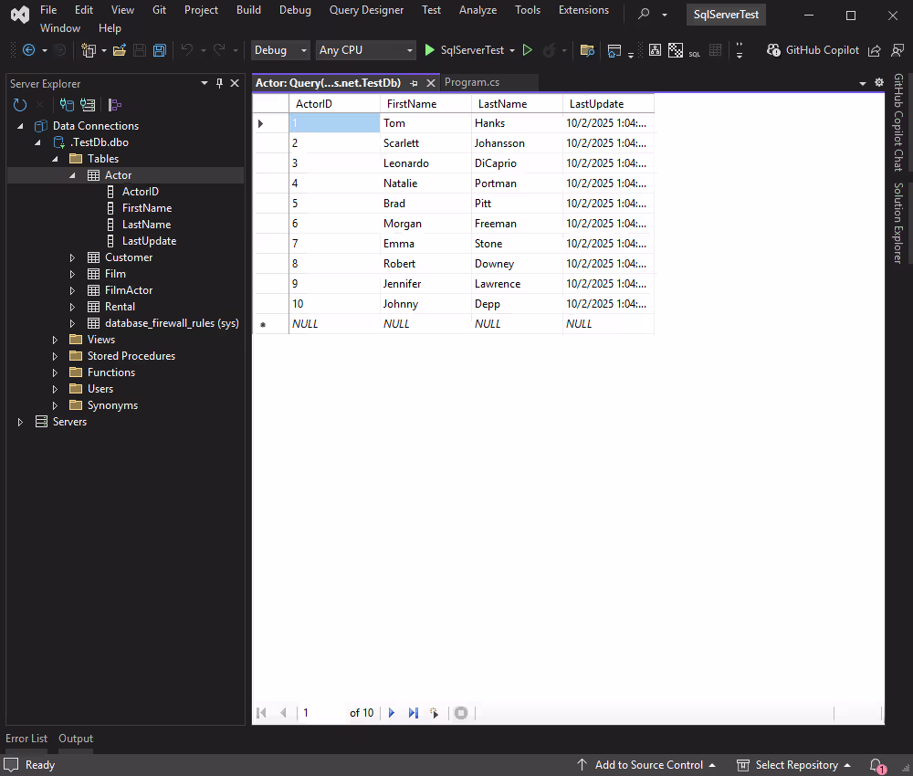 View the data in the Data Explorer