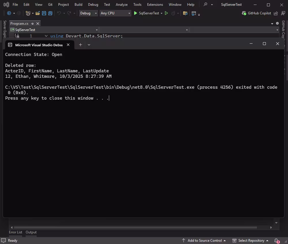 Delete records from the database table in Azure SQL Database