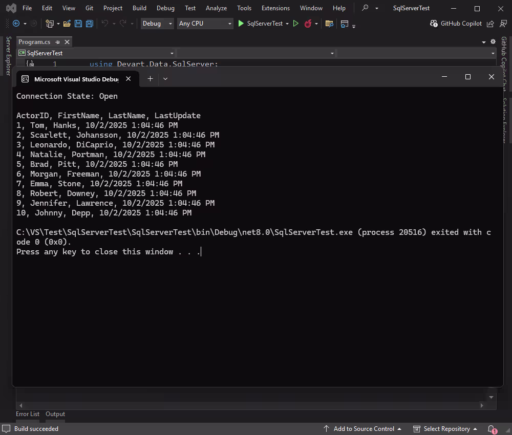 Get data from the SQL Server database in Azure