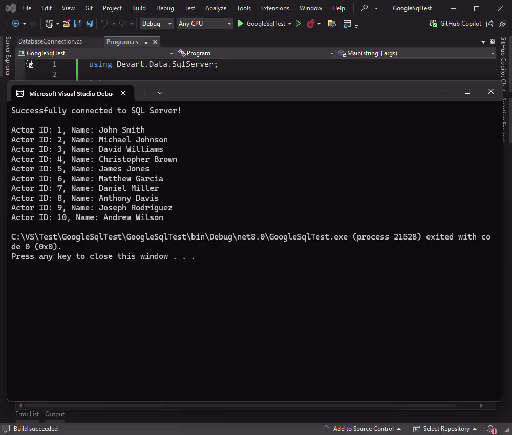 View the data from the Cloud SQL for SQL Server database in the application