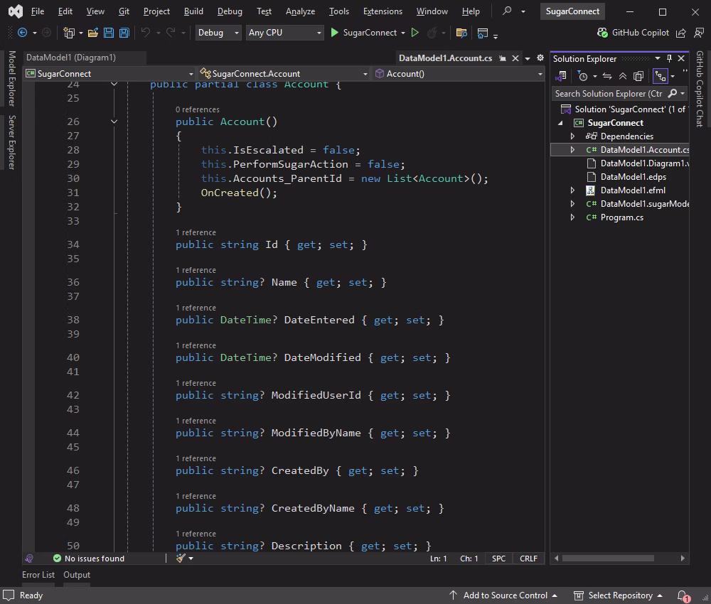 Generated DbContext and entity files