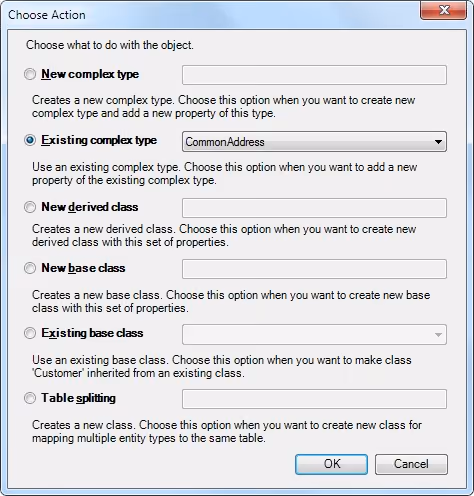 Choose Action dialog box.