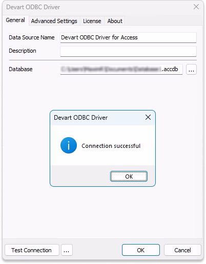 Enter DSN connection parameters for Windows