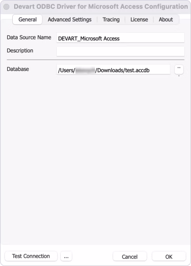 ODBC connection parameter for macOS