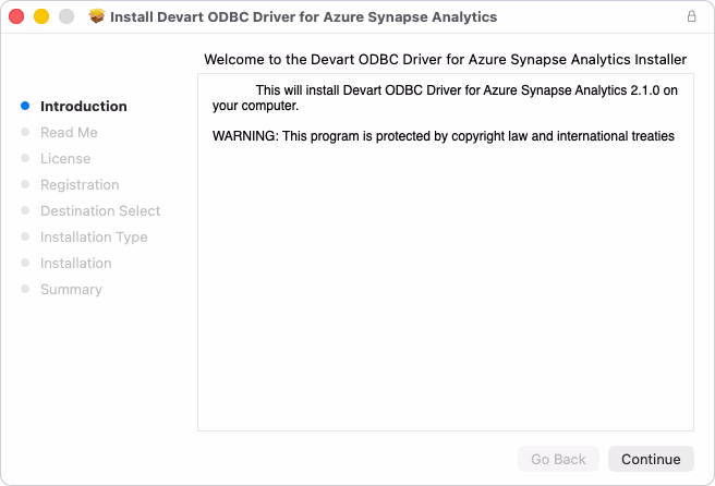 Installation of the ODBC Driver for Azure Synapse Analytics on macOS