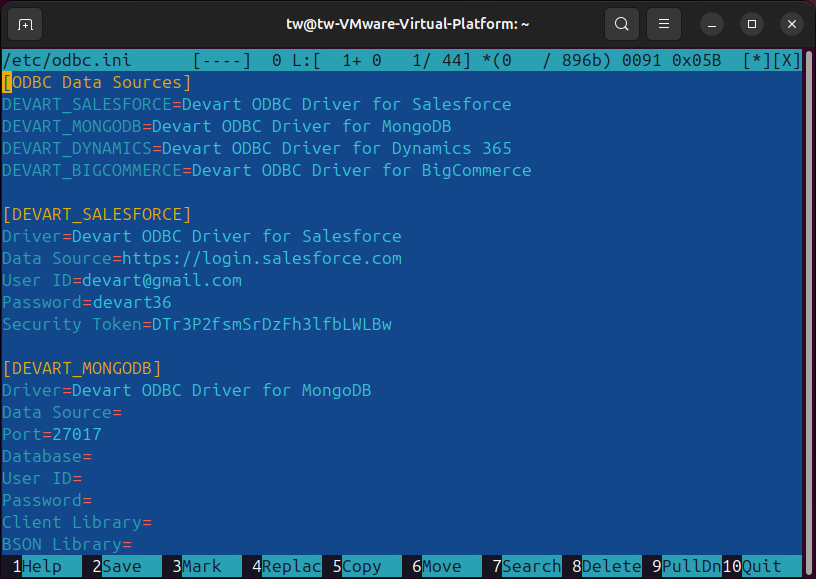 Create a DSN by configuring the odbc.ini file