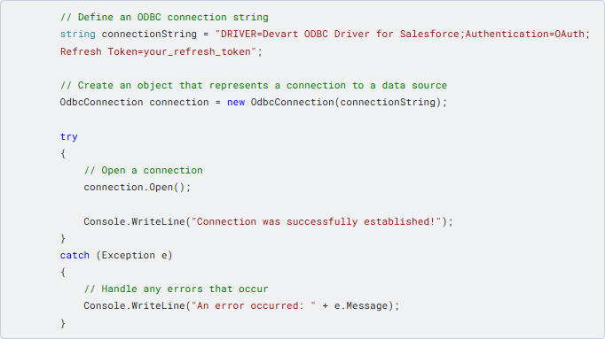 ODBC connection string configuration via a programming language