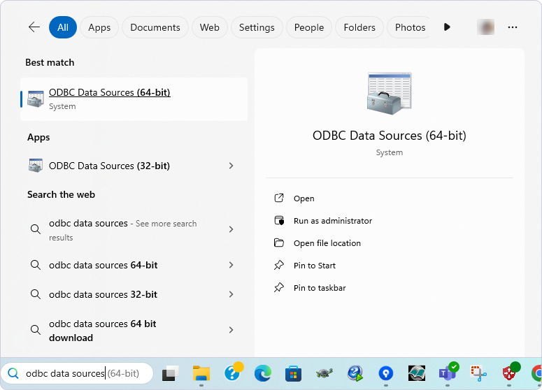 ODBC Data Sources 32-bit/64-bit
