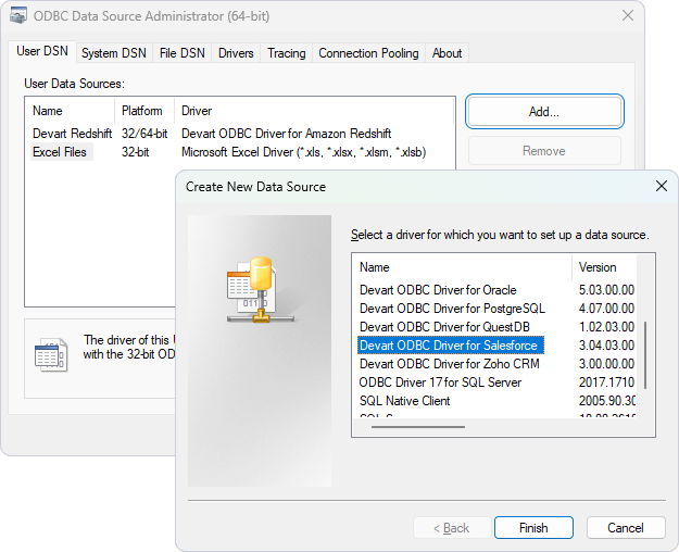 Create a new data source for Salesforce