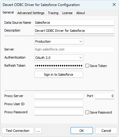 Configure Devart ODBC Driver for Salesforce