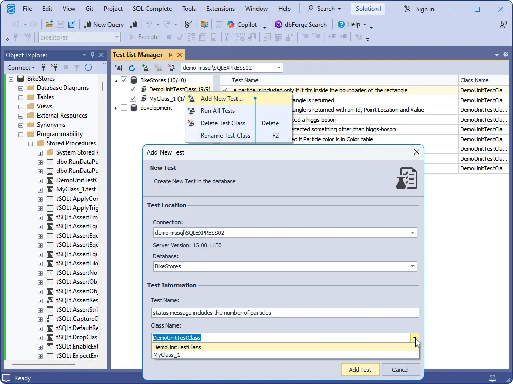 Test class management