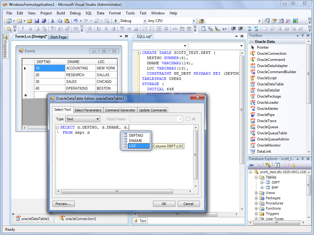 dotConnect Express for Oracle screenshot